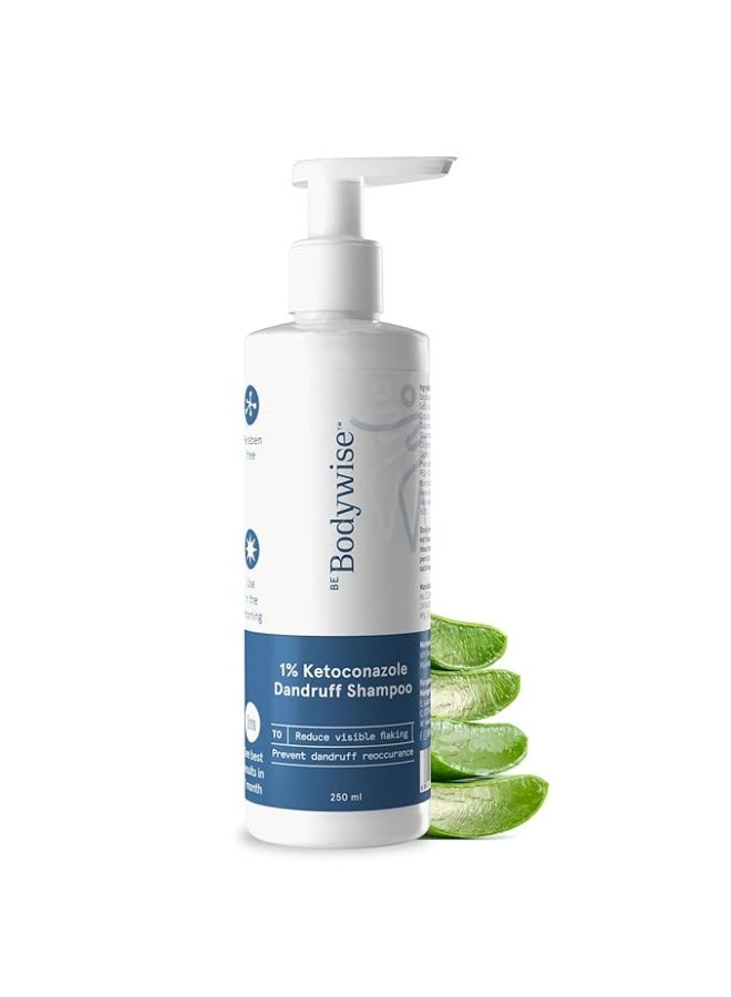 Bodywise Be Bodywise 1% Ketoconazole Anti Dandruff Shampoo 250ml | pH 5.5 | Clinically Proven Actives with 1% Ket Citric Acid, Oat & Aloe Vera Extract | Paraben Free & Vegan - Image 1